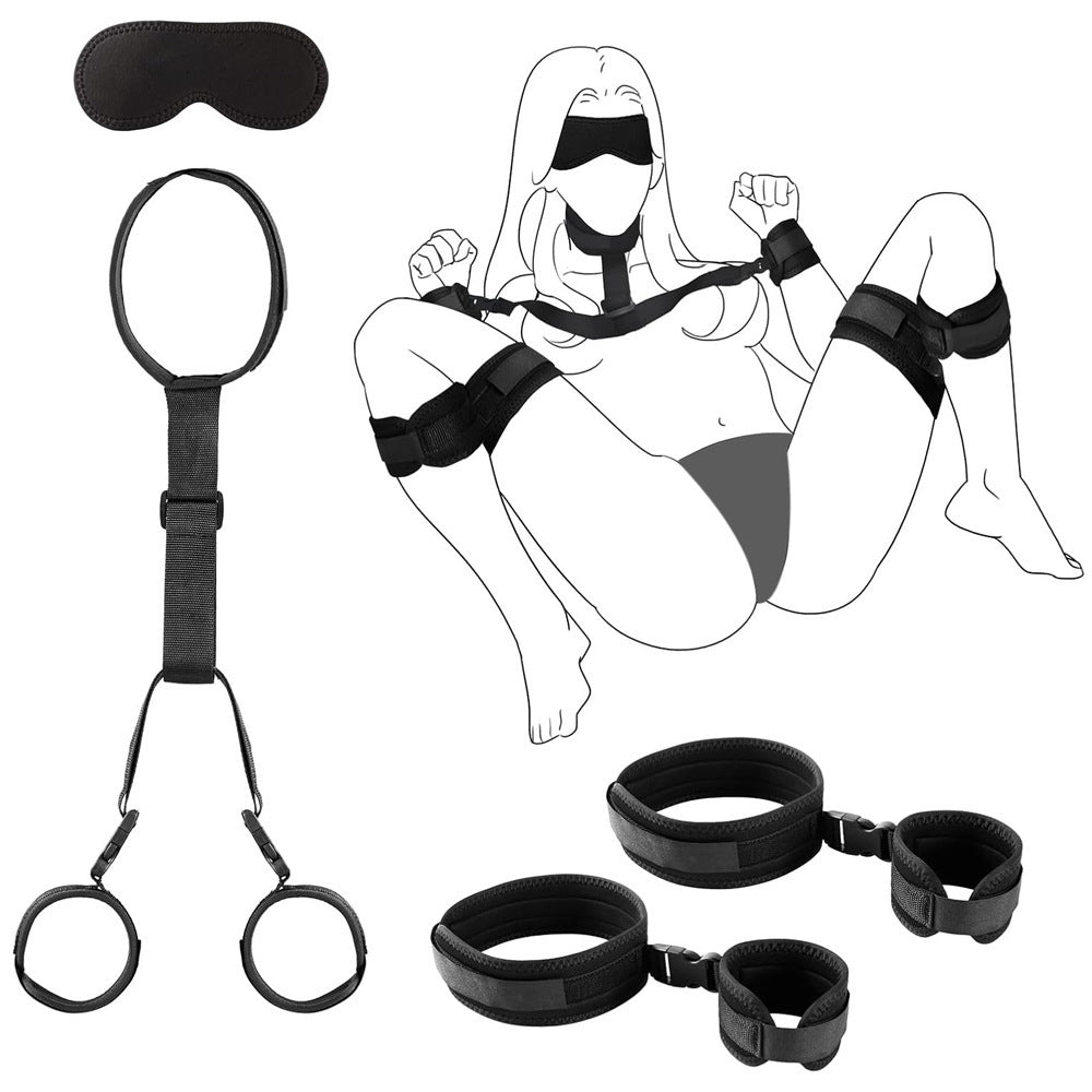 Fetish Wear Binding backhand neck collar, hand leg straps